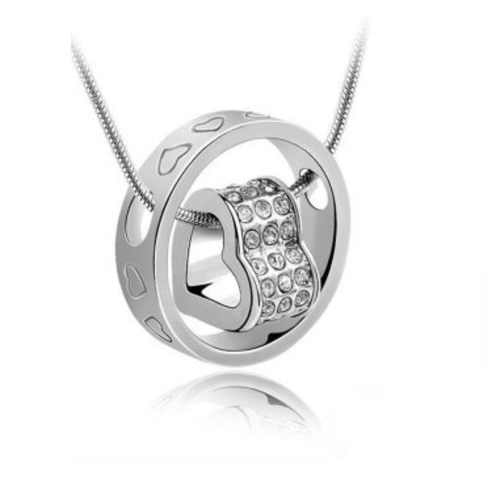 12pc KATGI Fashion 3DDouble Love Heart Elegant Austrian Crystal Pendant Necklace